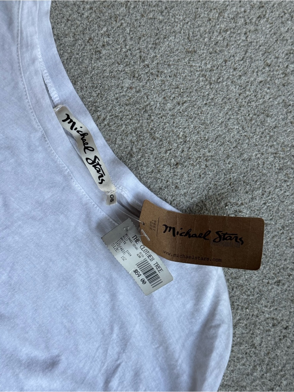 NWT O/S Michael Stars White Long-Sleeve Crewneck Tee - Picture 4 of 7
